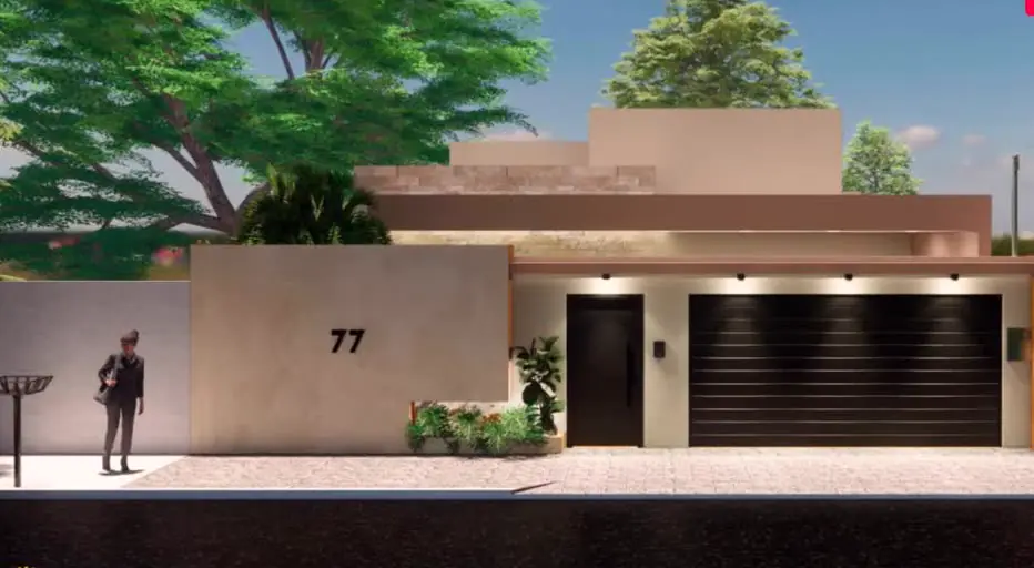 Projeto 3D de residência térrea moderna